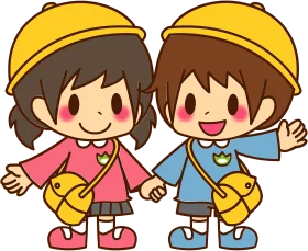 Cheerful Kindergarten Preschool Students Clipart with Matching Outfits