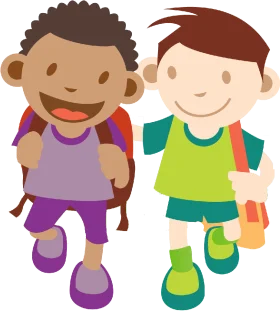 Cheerful Preschool Backpack Kids Clipart Illustration for Children's Design