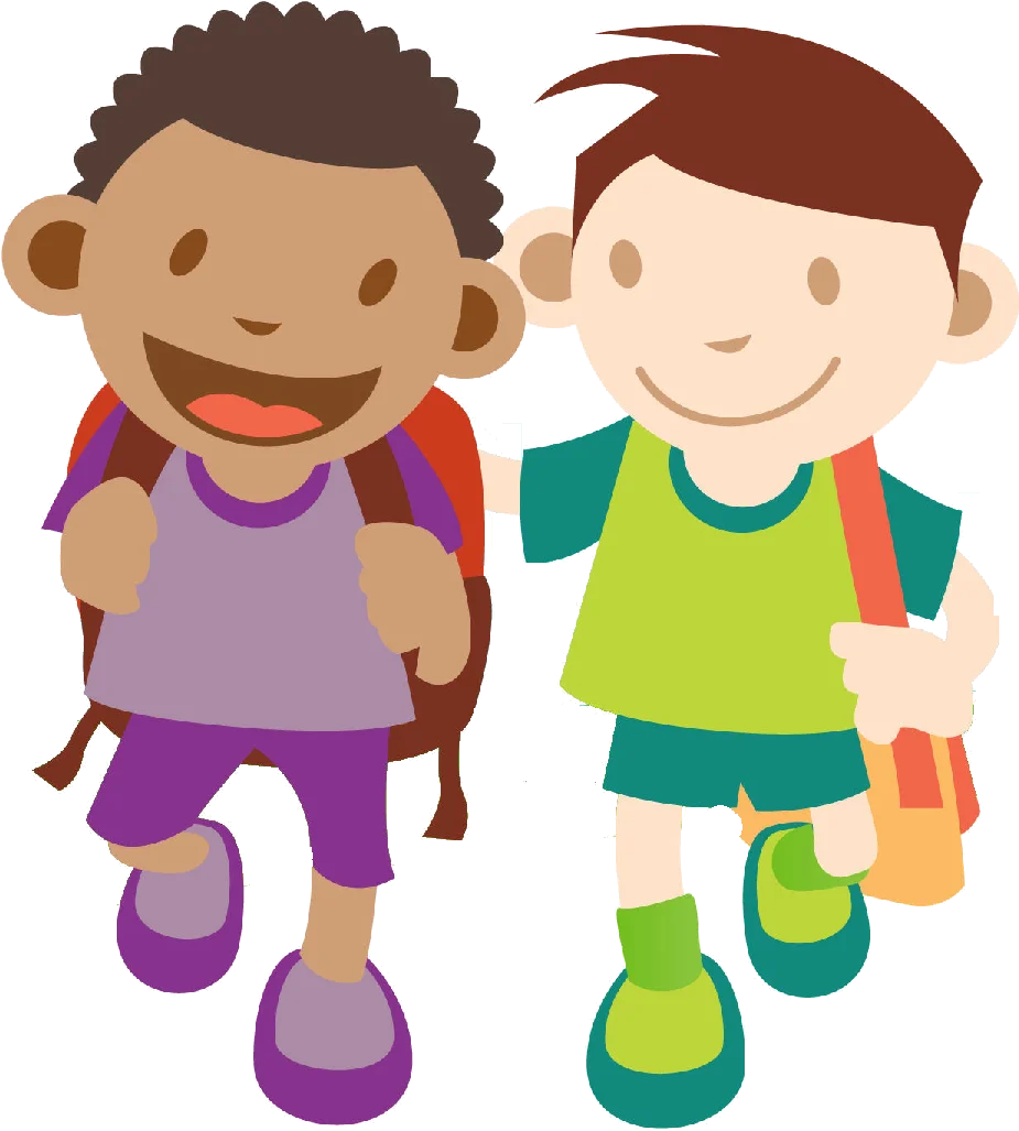 Cheerful Preschool Backpack Kids Clipart Illustration for Children's Design