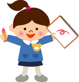 Cheerful Preschool Student Clipart with Notebook and Pencil