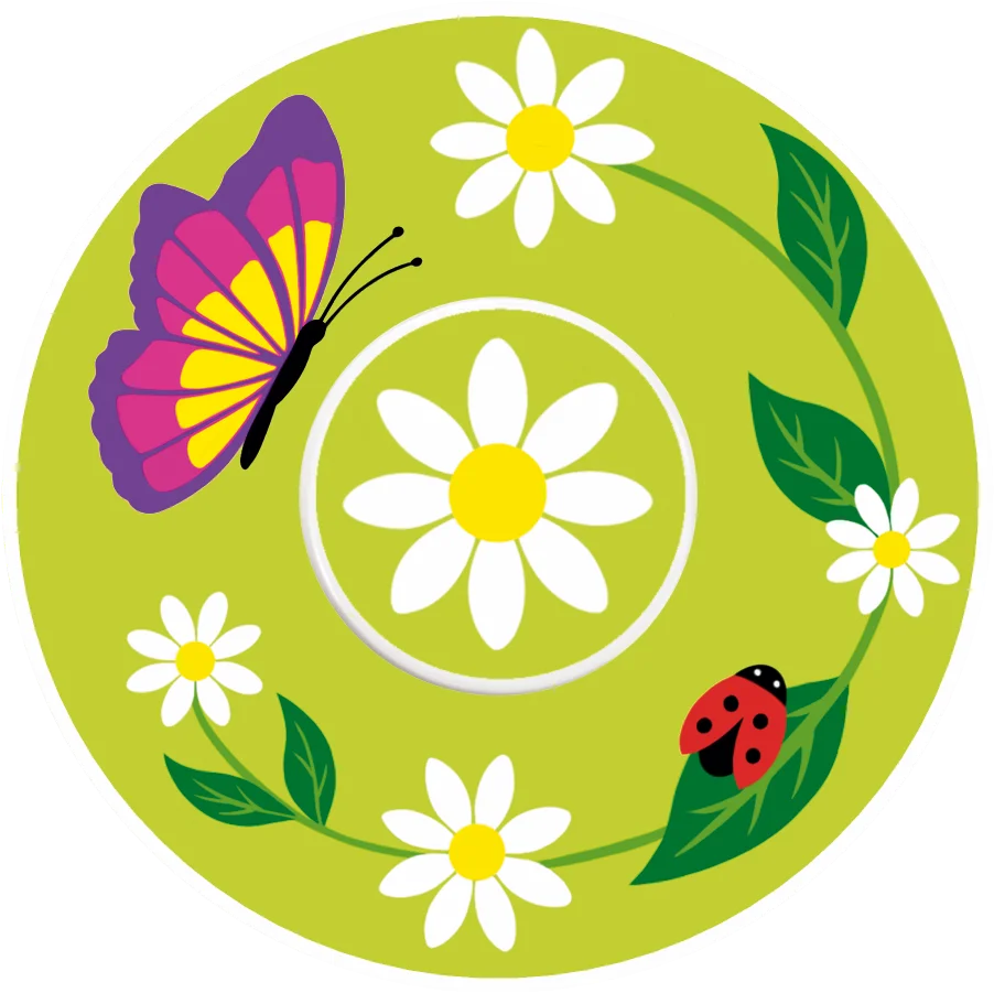 Cheerful Springtime Floral Clipart with Butterfly and Ladybug on Green Background