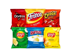 Crispy Crunch Collection: Snack Chips Clipart Featuring Popular Brands
