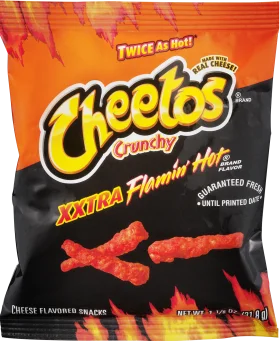 Crunchy Cheetos XXXTra Flamin' Hot Snack Clipart: Fiery Flavor Explosion