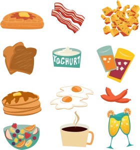 Delightful Breakfast and Brunch Delicacies Illustrated Clipart Collection