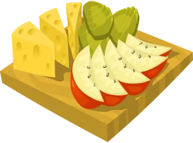 Delightful Cheese and Apple Slices Wooden Board Clipart Illustration