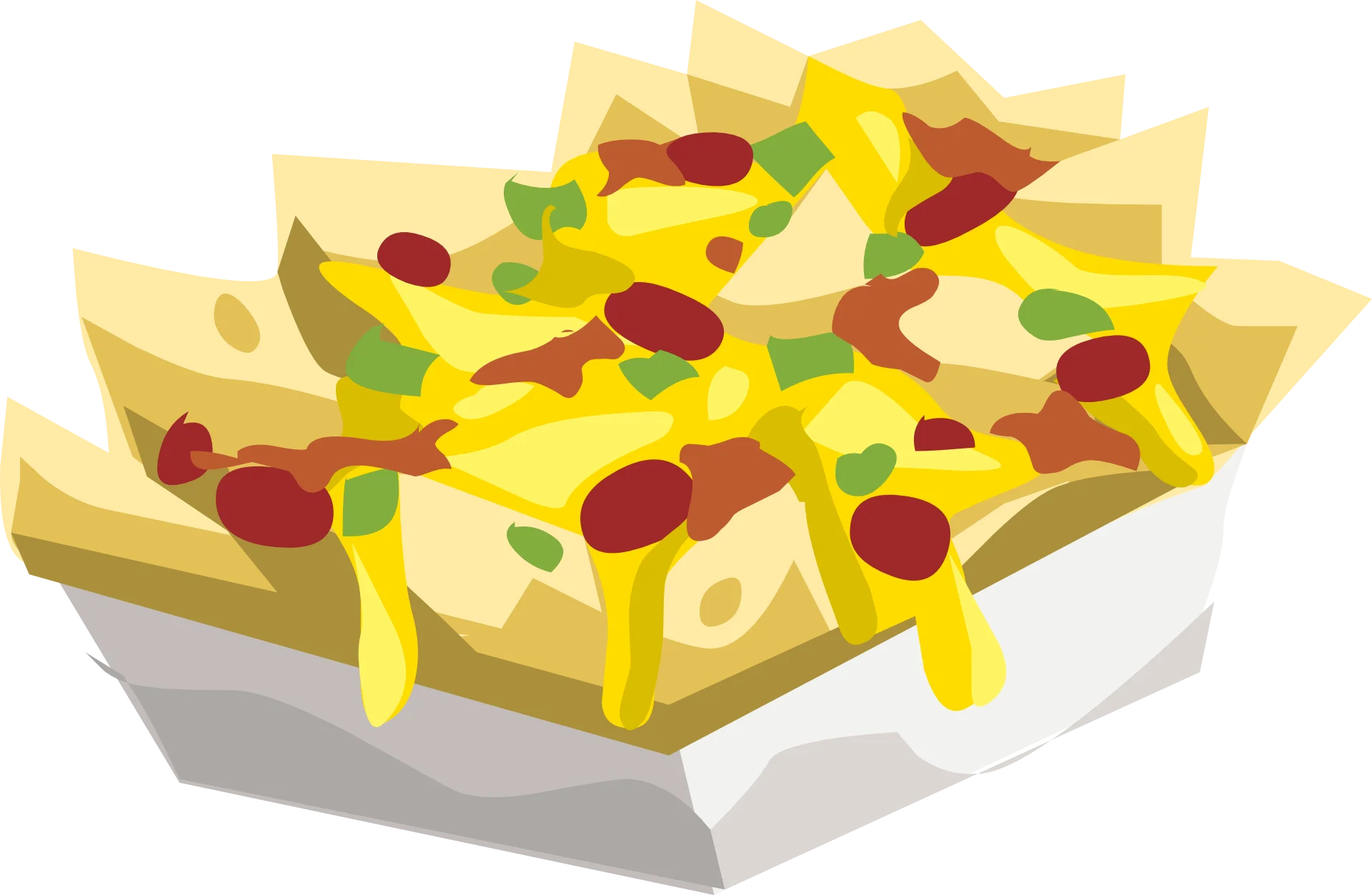 Loaded Cheesy Nachos Deluxe with Salsa and Jalapeños Clipart Illustration