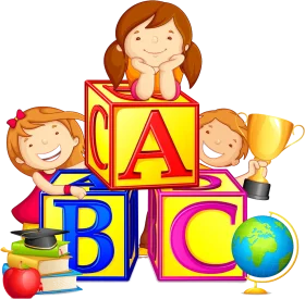 Playful Preschool Learning Clipart with Alphabet Blocks and Educational Symbols