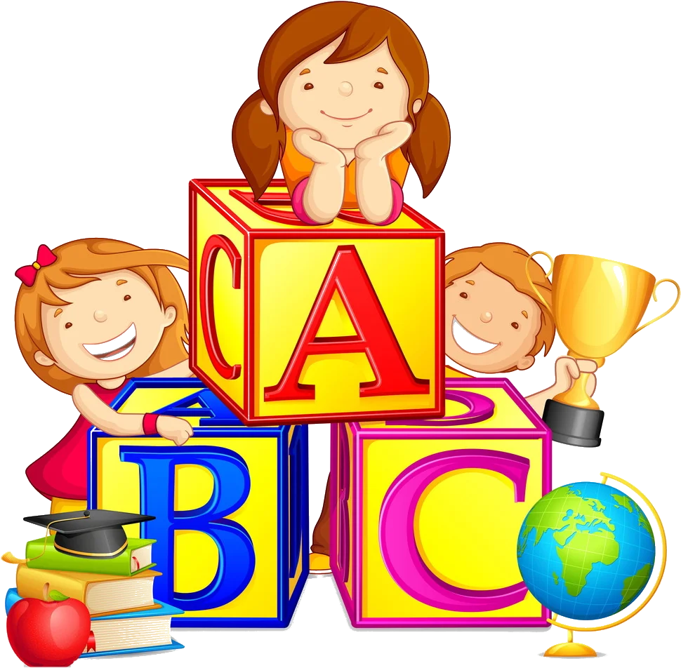 Playful Preschool Learning Clipart with Alphabet Blocks and Educational Symbols