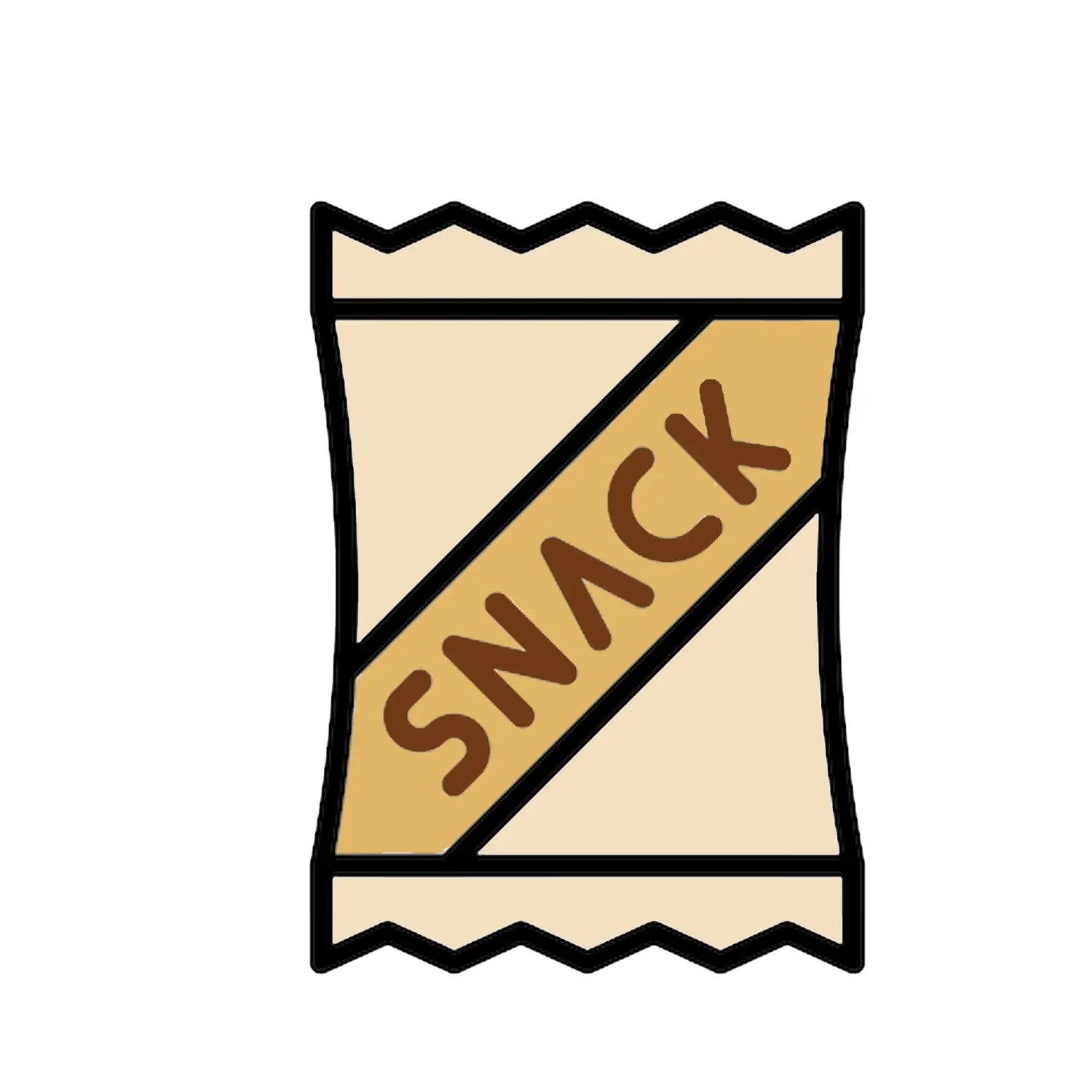 Simple Minimalist Snack Bag Clipart Design with Zigzag Edges