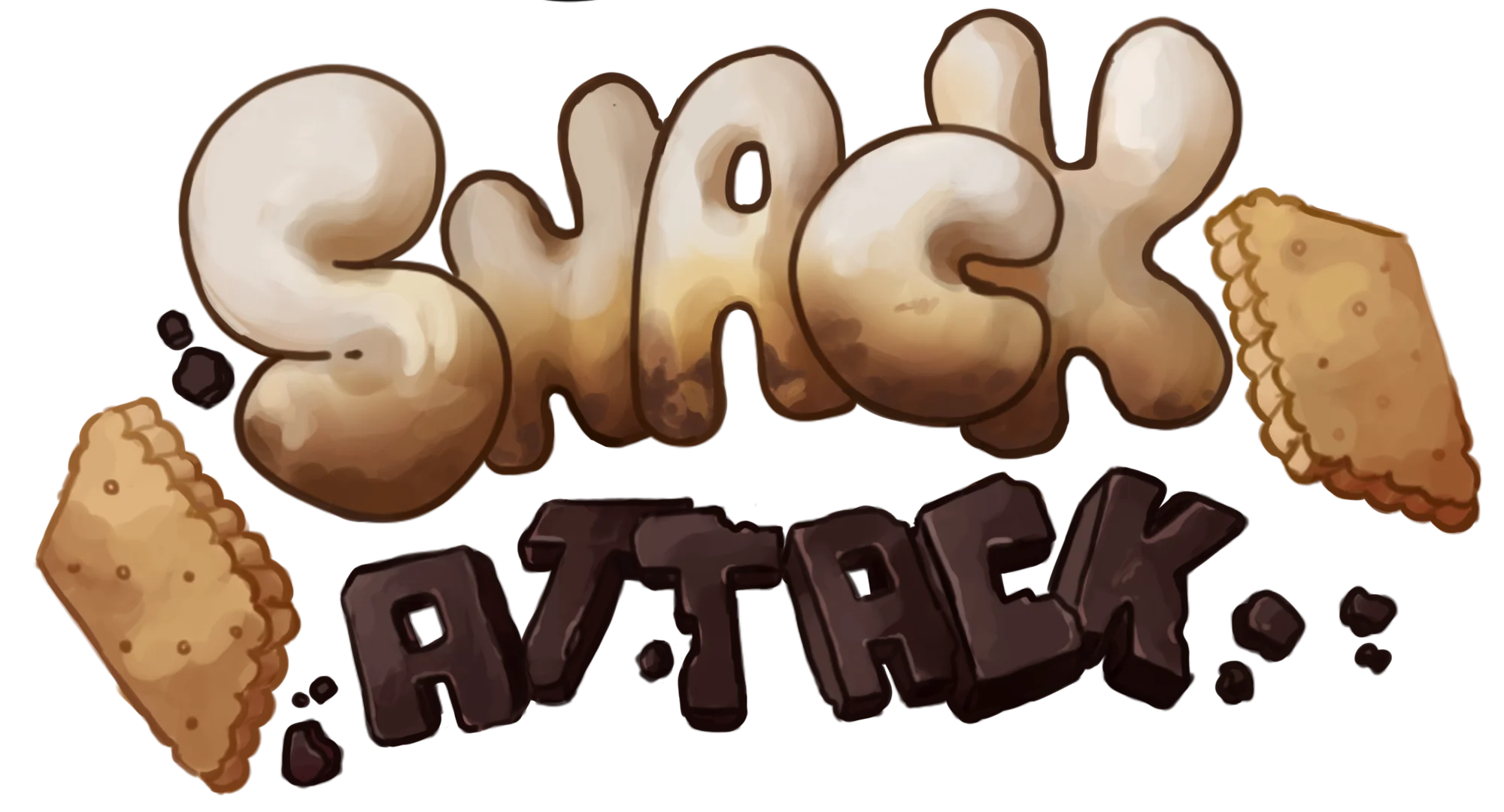 Tasty Snack Attack Cartoon Style Typography Clipart Design