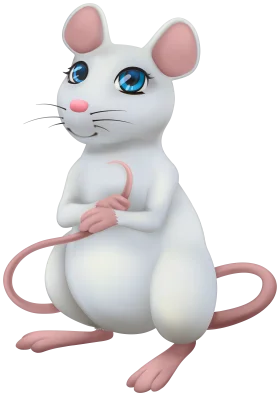 Adorable 3D White Cartoon Mouse Clipart with Big Blue Eyes and Soft Features