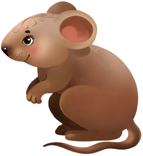 Adorable Cartoon Mouse Clipart with Soft Brown Fur and Cute Expression