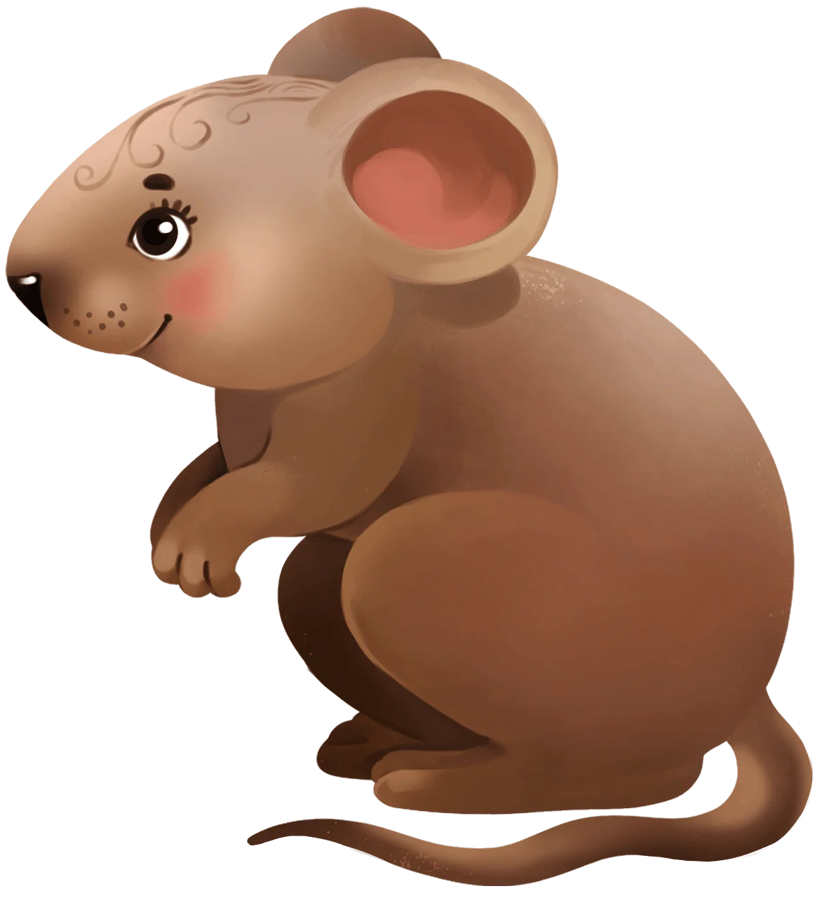 Adorable Cartoon Mouse Clipart with Soft Brown Fur and Cute Expression
