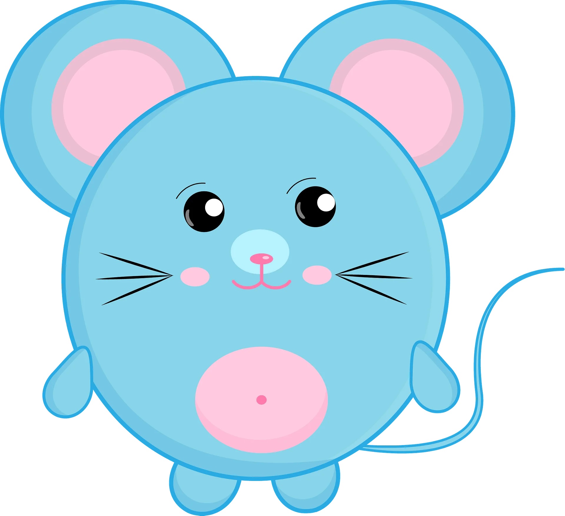 Adorable Chubby Blue Mouse Clipart with Cute Rounded Design for Kids