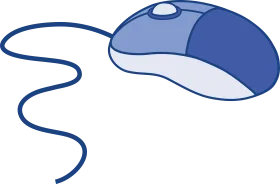 Blue and White Computer Mouse Clipart Illustration with Curvy Cord