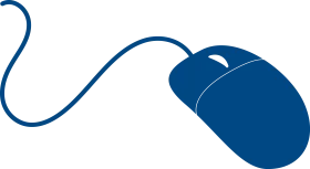 Blue Computer Mouse Clipart Illustration with Elegant Curved Cord Design