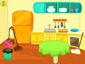 Cheerful Cartoon Kitchen Interior with Playful Household Appliances Clipart Illustration