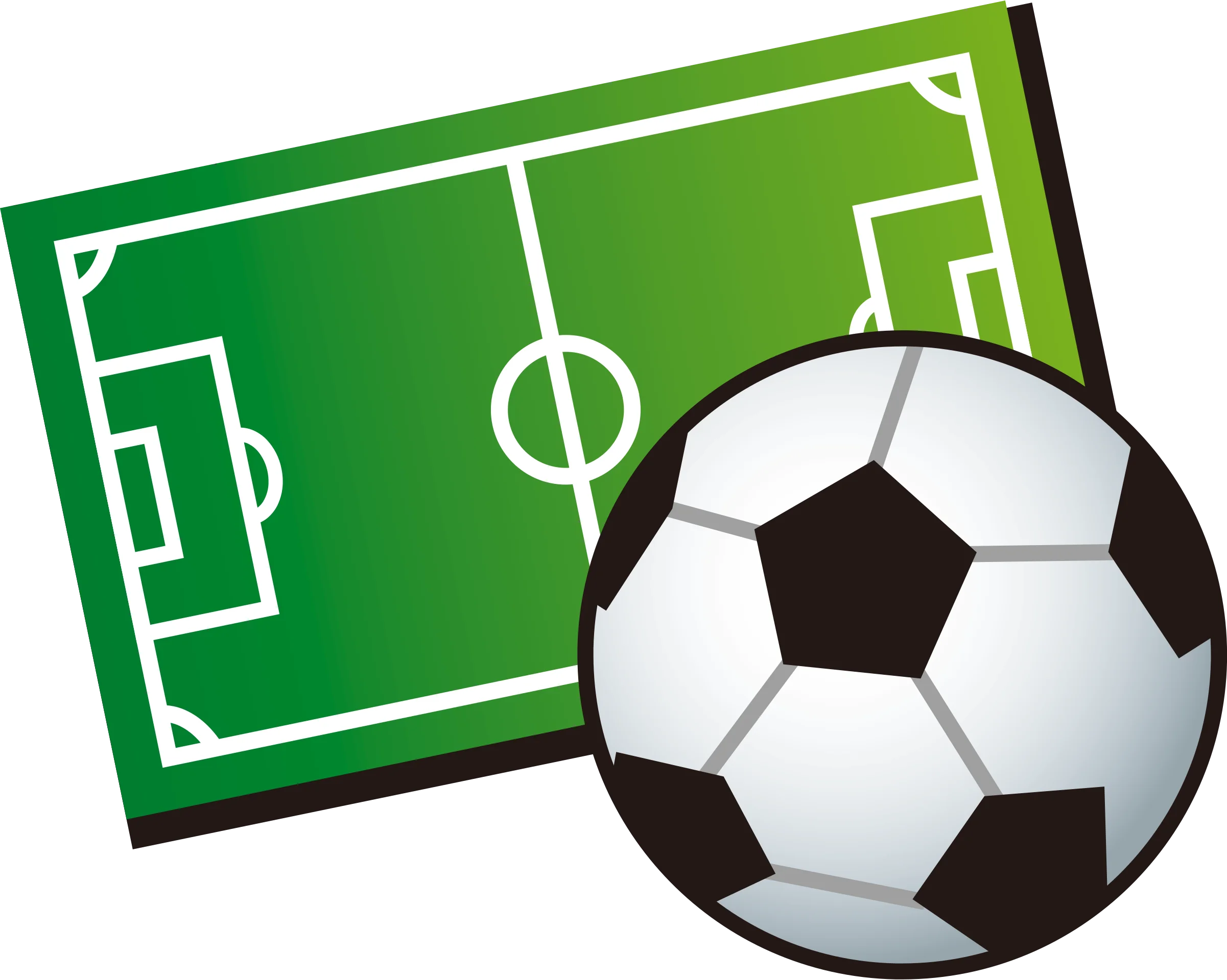 Classic Soccer Field and Ball Minimalist Football Clipart Design