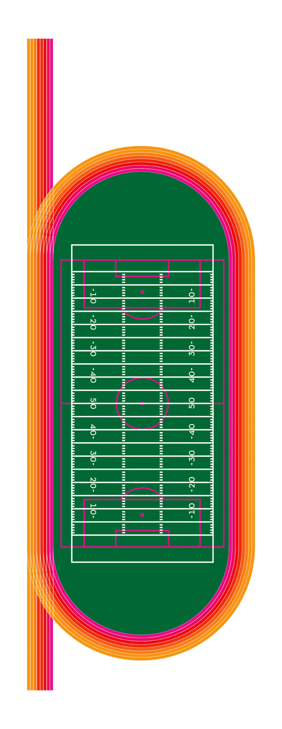 Colorful American Football Field Stadium Clipart with Rainbow Track Design