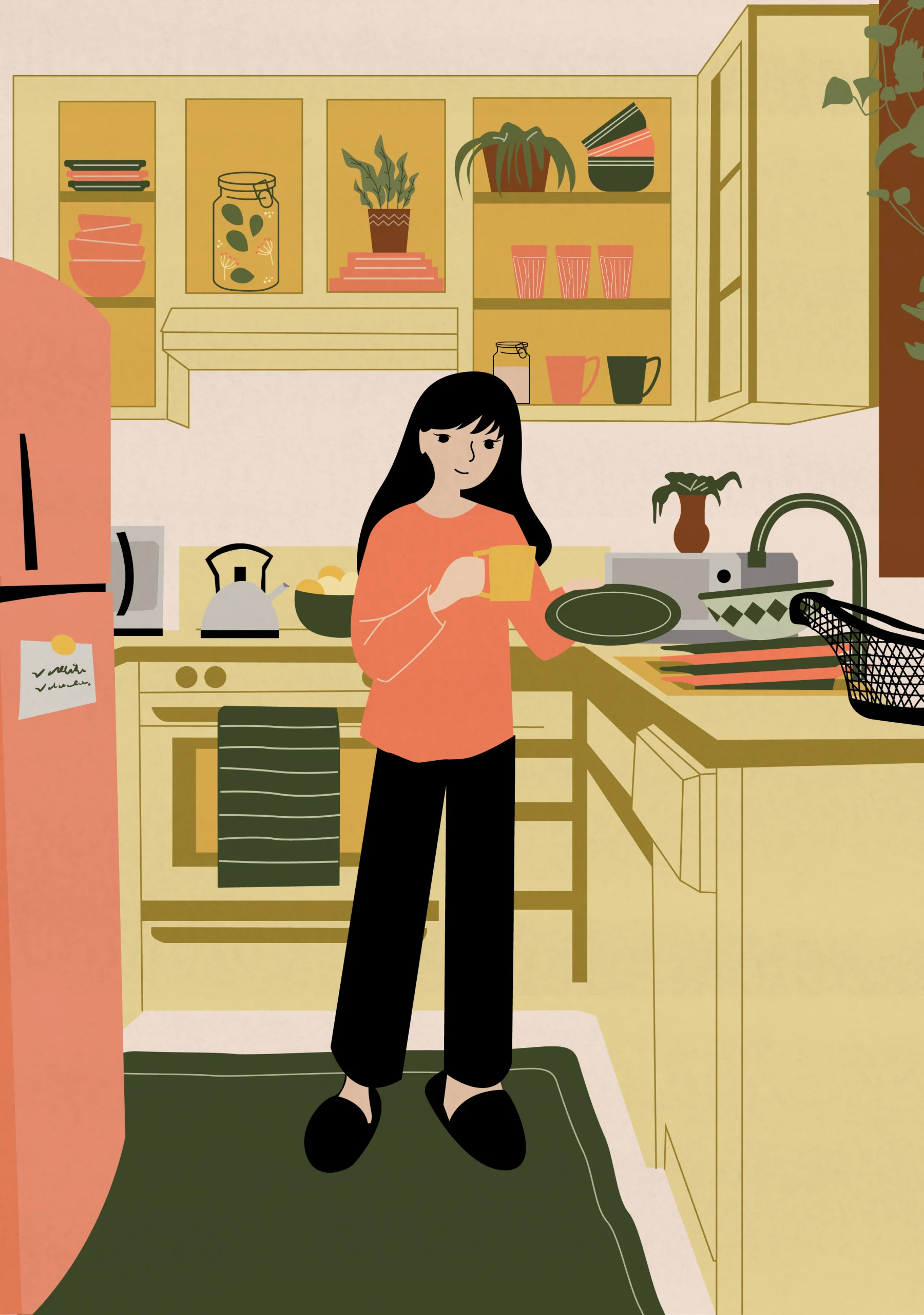 Cozy Kitchen Scene Clipart: A Serene Moment of Domestic Comfort