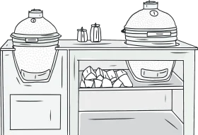 Detailed Black and White Kitchen Grilling Clipart with Ceramic Cooking Appliances