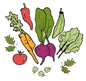 Fresh Garden Harvest Clipart: Colorful Vegetables Illustration with Organic Charm