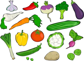 Fresh Garden Harvest Delight: Colorful Vegetable Clipart Collection