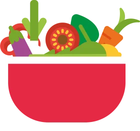 Fresh Vegetable Medley Clipart: Colorful Ingredients in a Red Serving Bowl