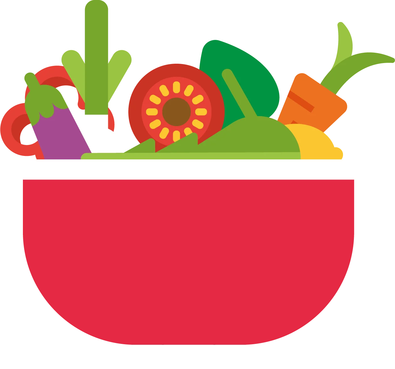 Fresh Vegetable Medley Clipart: Colorful Ingredients in a Red Serving Bowl
