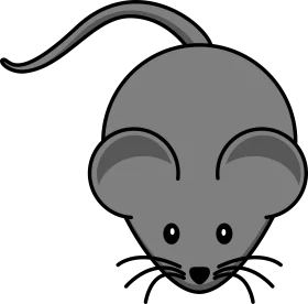 Minimalist Gray Laboratory Mouse Clipart with Simple Cartoon Design