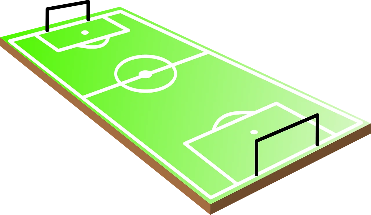Minimalist Green Soccer Field 3D Perspective Football Clipart Illustration
