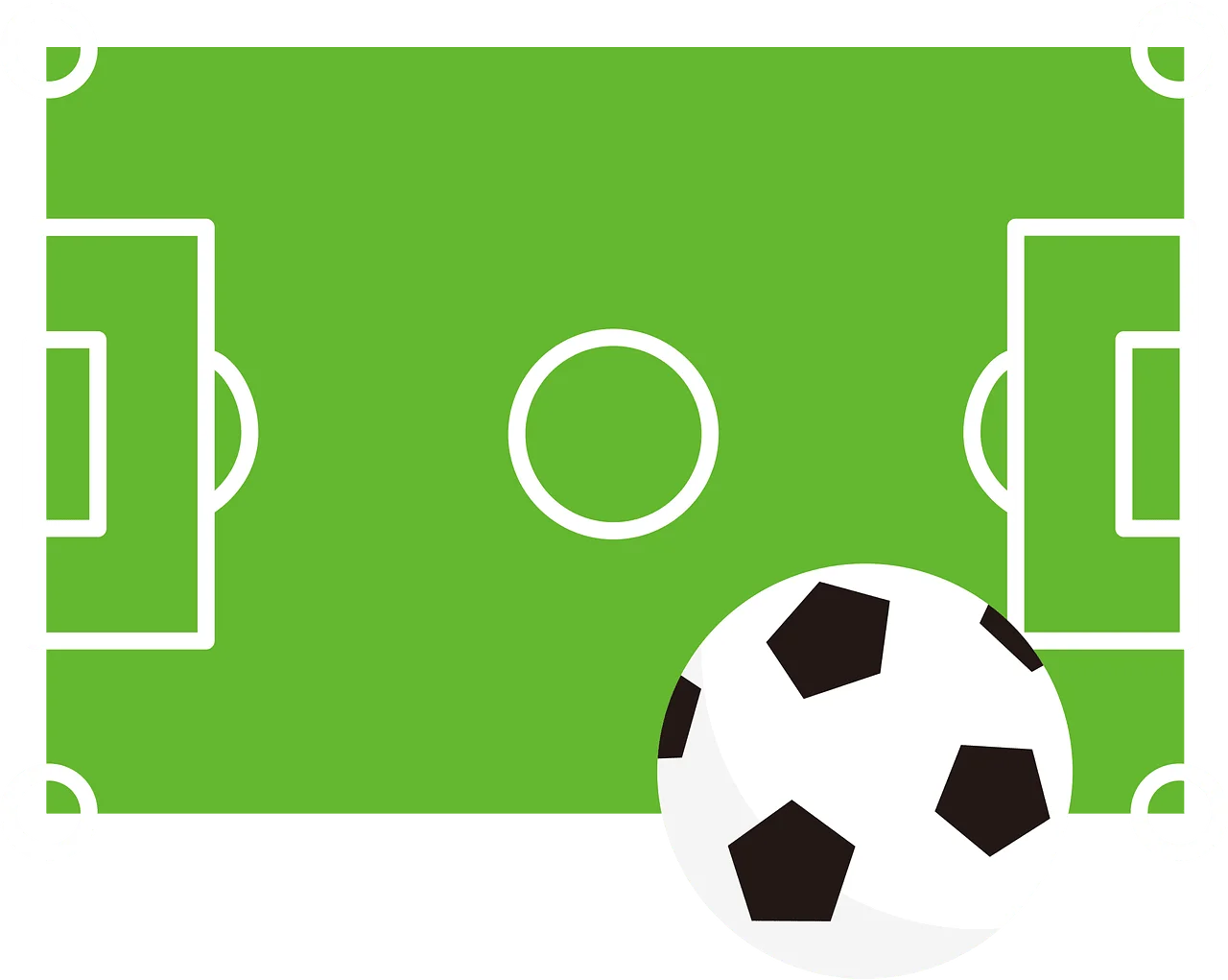 Minimalist Soccer Field Clipart Design with Classic Black and White Football