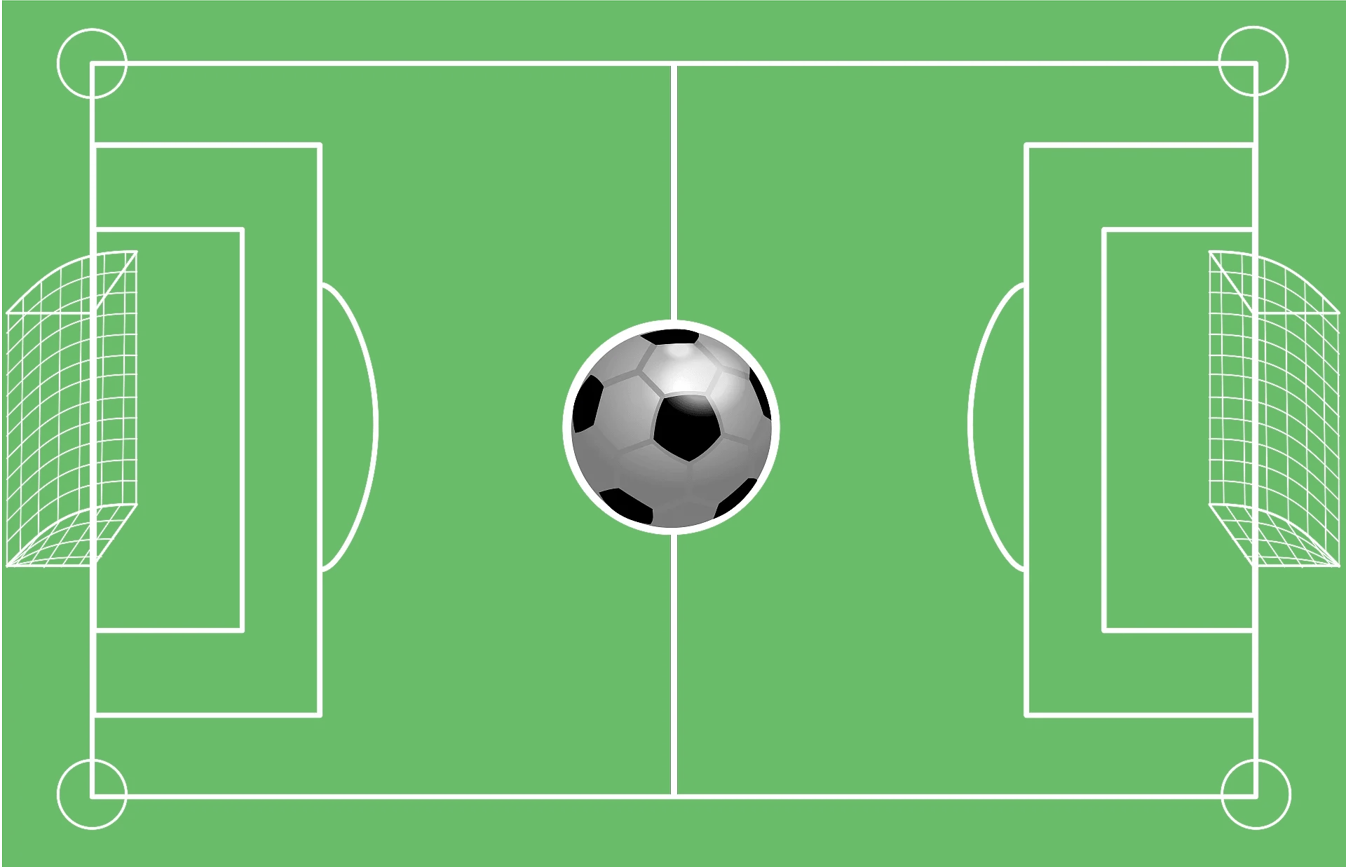 Minimalist Soccer Field Clipart with Detailed Pitch Markings and Soccer Ball