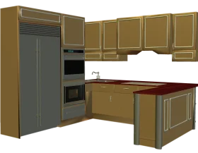 Modern Kitchen Design Clipart with Wooden Cabinetry and Integrated Appliances