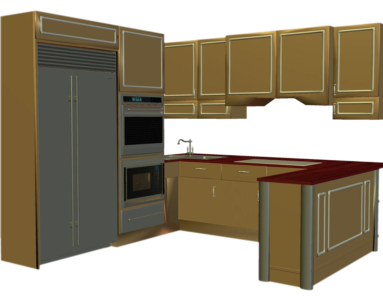 Modern Kitchen Design Clipart with Wooden Cabinetry and Integrated Appliances