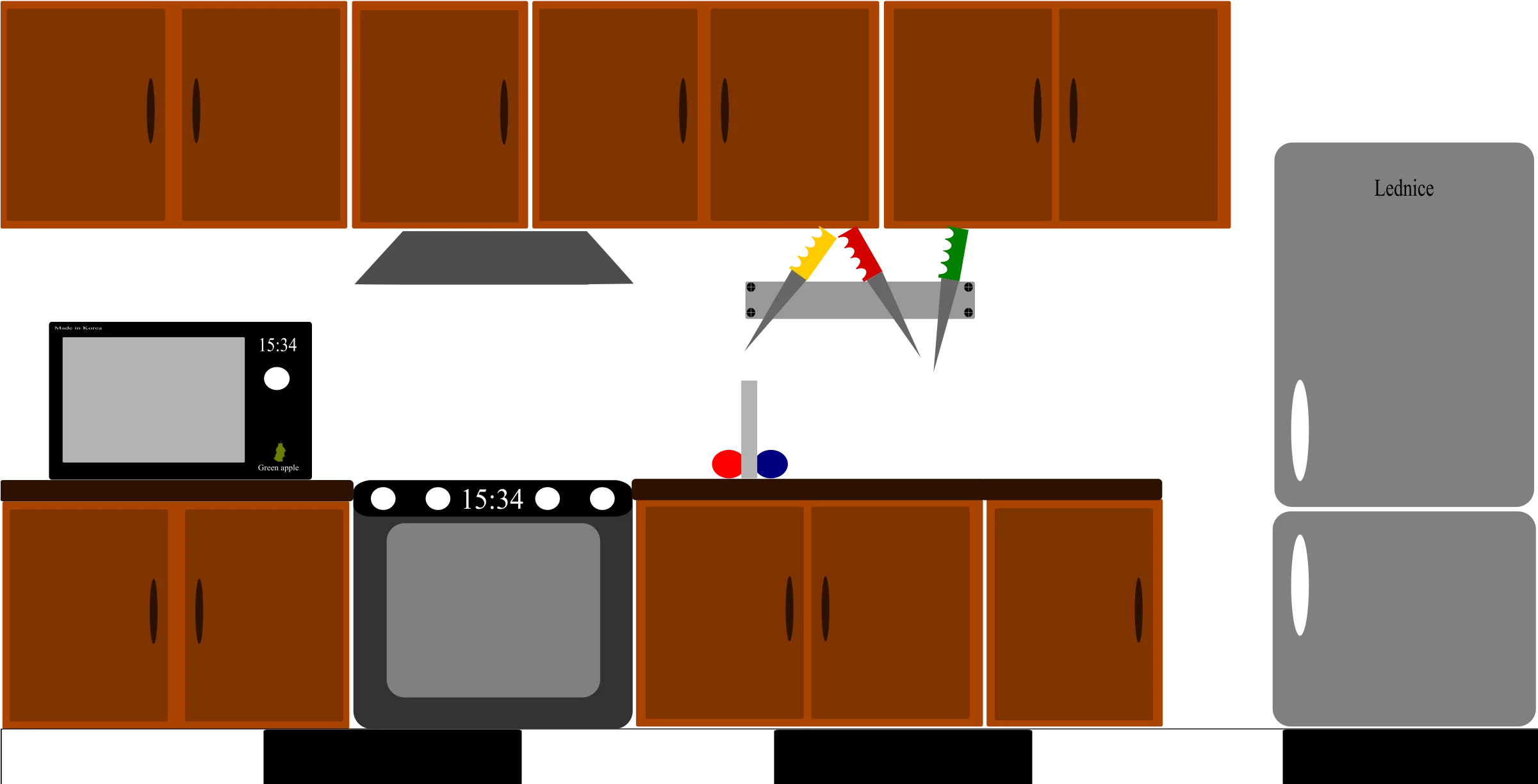 Modern Minimalist Kitchen Interior Design Flat Illustration Clipart Layout