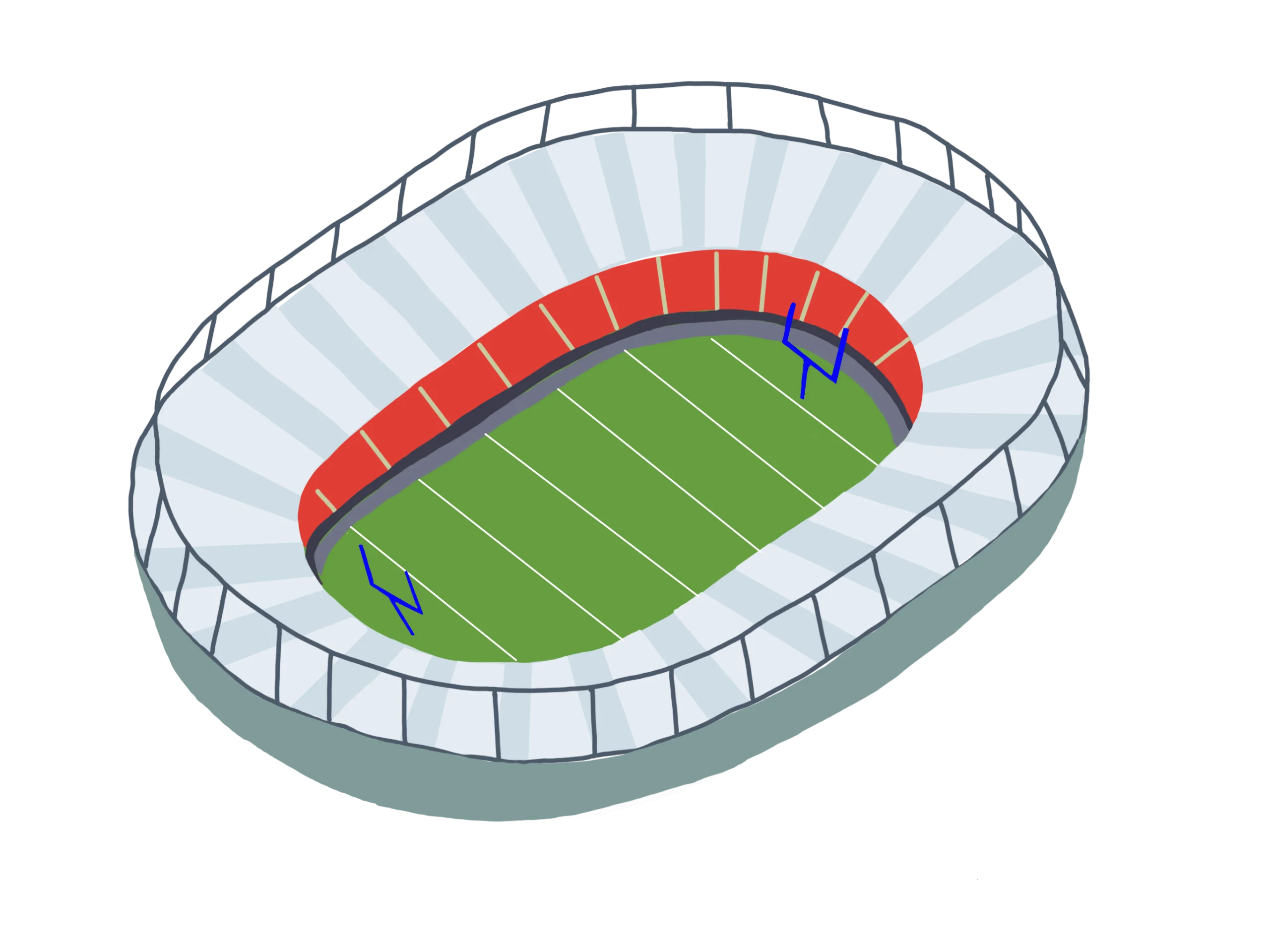 Modern Sports Stadium Football Field Isometric Clipart Design Illustration