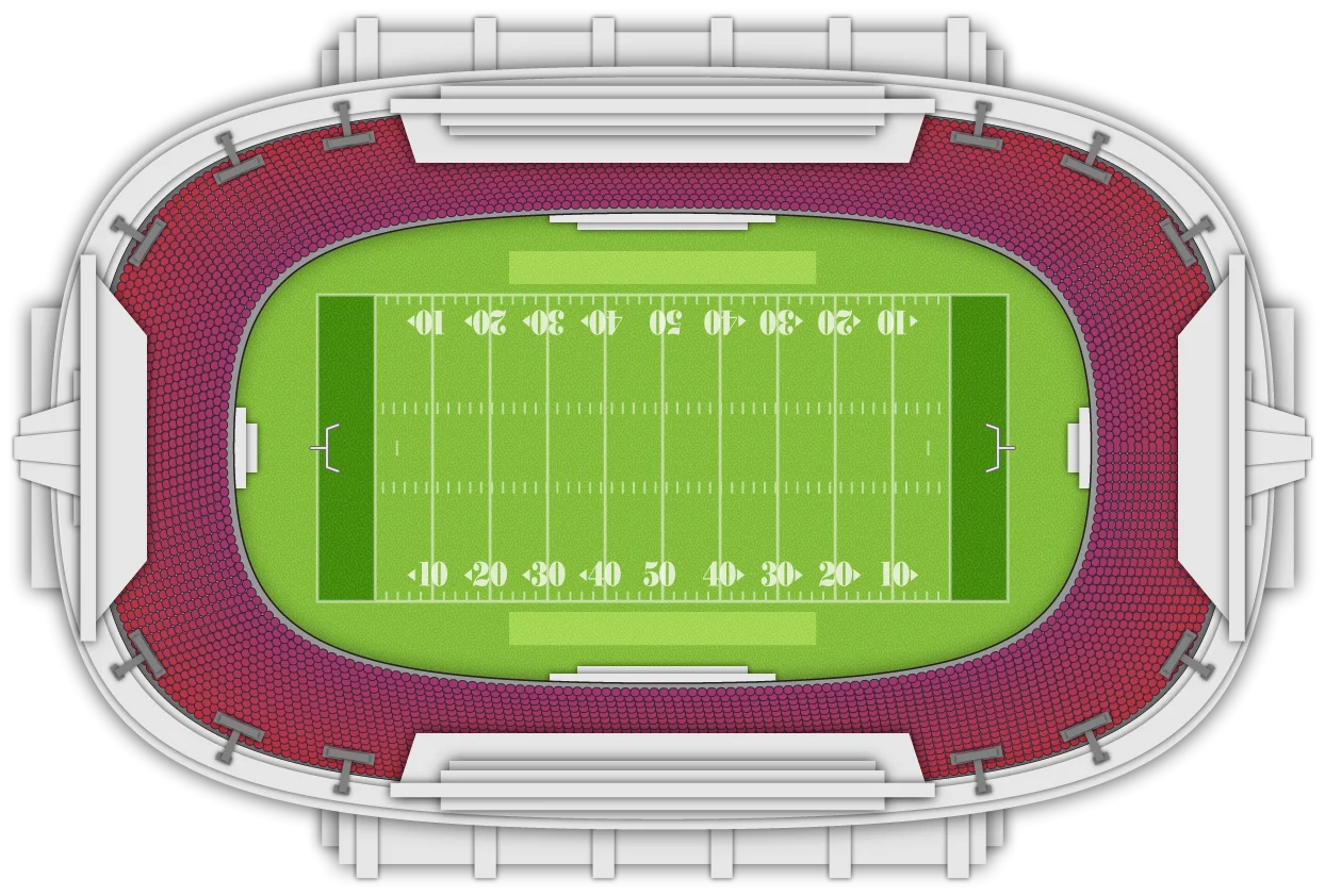 Overhead Stadium Layout Architectural Clipart with Football Field Design