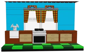 Pixel Perfect Kitchen Scene: A Charming Retro Clipart Illustration with Vintage Flair