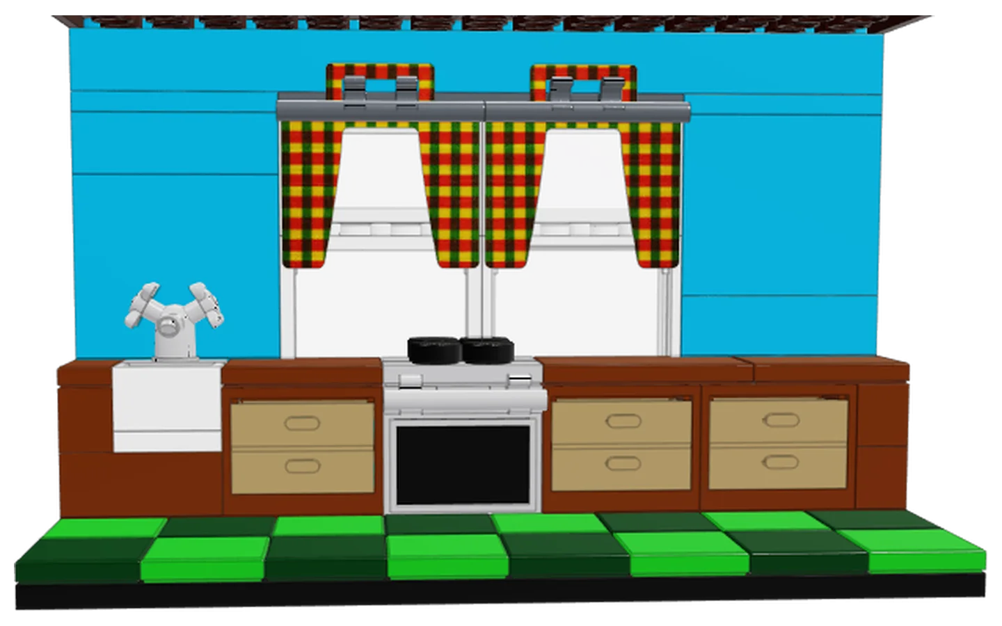 Pixel Perfect Kitchen Scene: A Charming Retro Clipart Illustration with Vintage Flair
