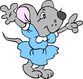Playful Gray Mouse Clipart Dancing in Charming Blue Ballerina Dress