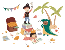 Playful Pirate and Dinosaur Adventure Preschool Learning Clipart Collection