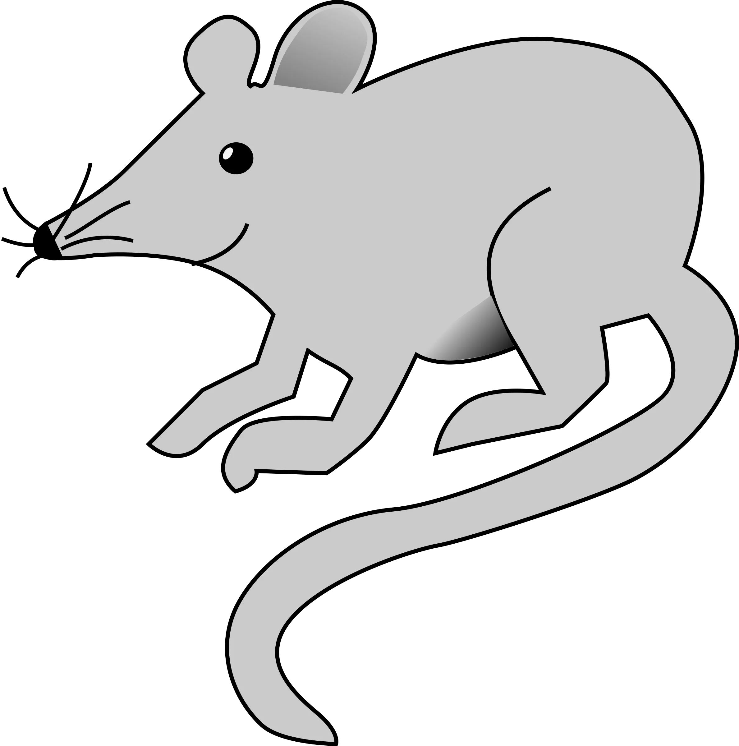 Simple Gray Mouse Clipart Illustration with Smooth Minimalist Design