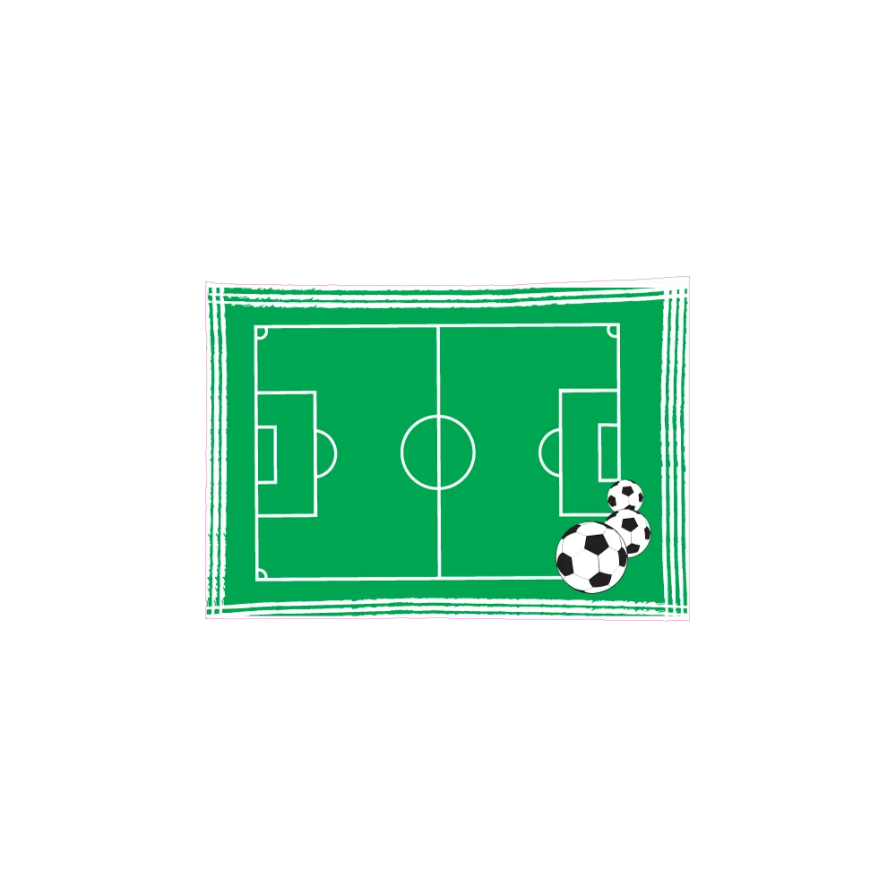 Simplified Soccer Field Clipart with Black and White Football Illustration
