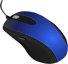 Sleek Blue and Black Computer Mouse Clipart with Ergonomic Design