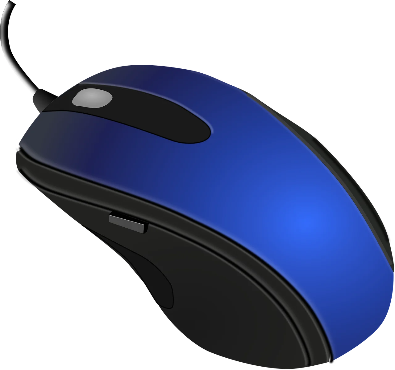 Sleek Blue and Black Computer Mouse Clipart with Ergonomic Design
