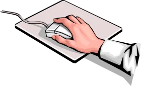 Sleek Computer Mouse Clipart Depicting Hand Interaction with Ergonomic Device