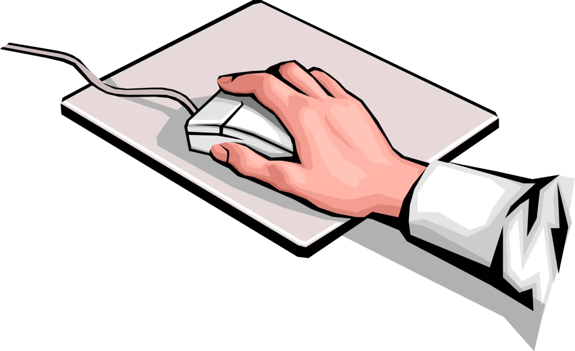 Sleek Computer Mouse Clipart Depicting Hand Interaction with Ergonomic Device