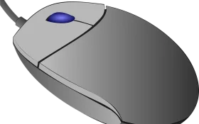 Sleek Gray Computer Mouse Clipart with Ergonomic Design and Blue Accent