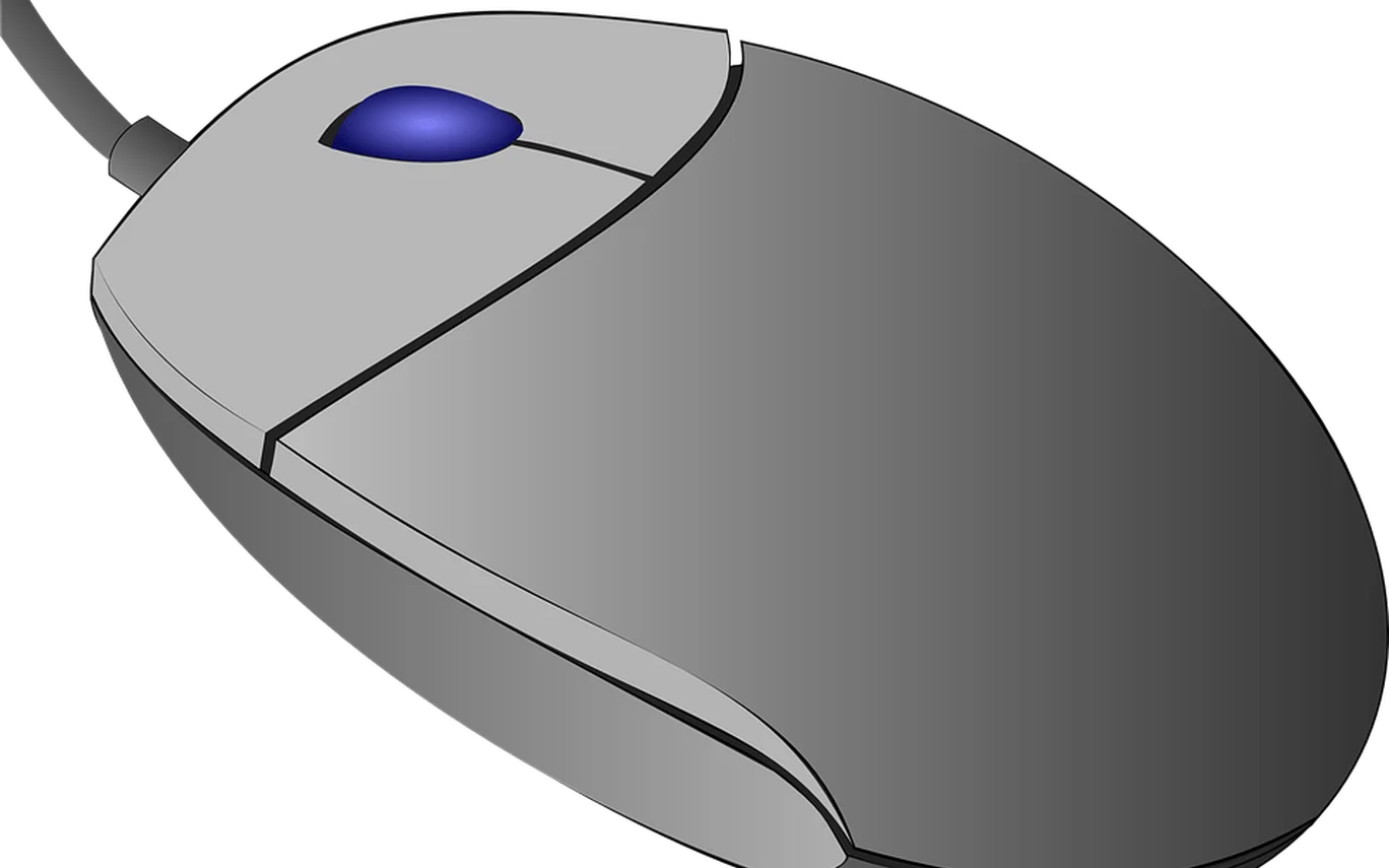 Sleek Gray Computer Mouse Clipart with Ergonomic Design and Blue Accent